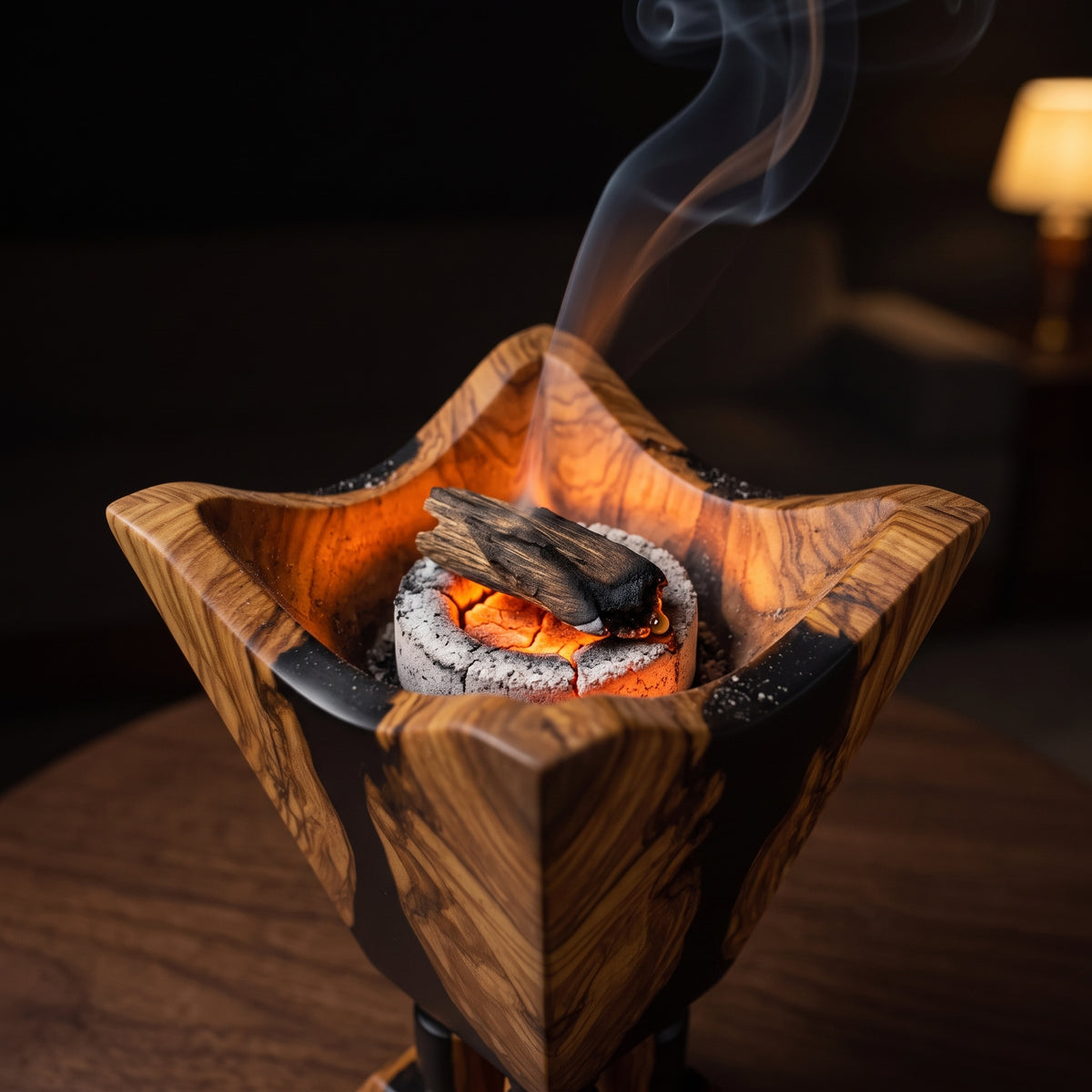 Epoxy & Olive Wood Bakhour Burner - 23cm
