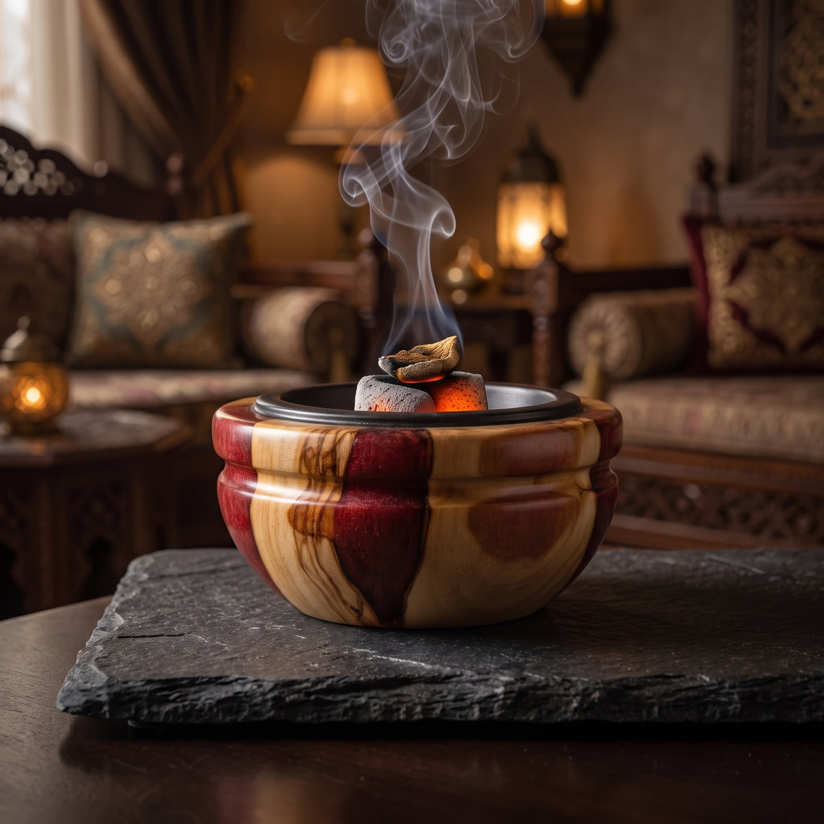 Epoxy & Olive Wood Bakhour Burner - 5cm | Standard Edition