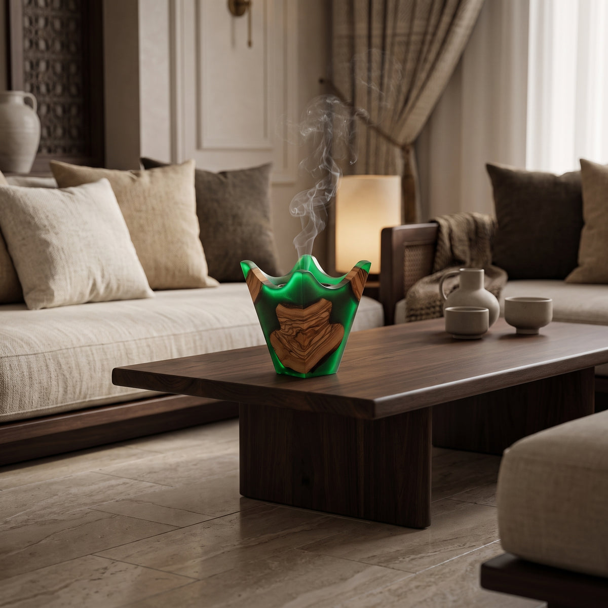Lantern Style Epoxy & Olive Wood Bakhour Burner