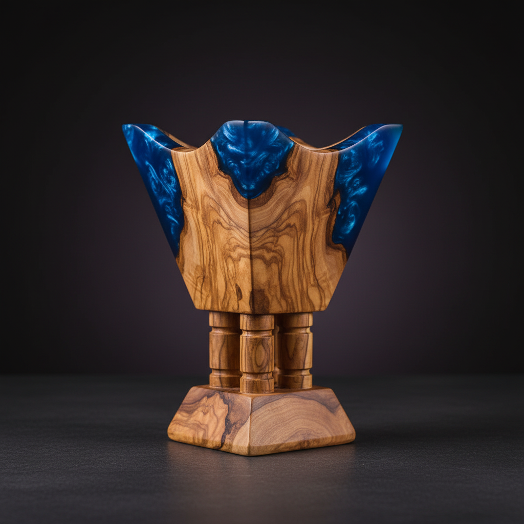 Epoxy & Olive Wood Bakhour Burner - 23cm