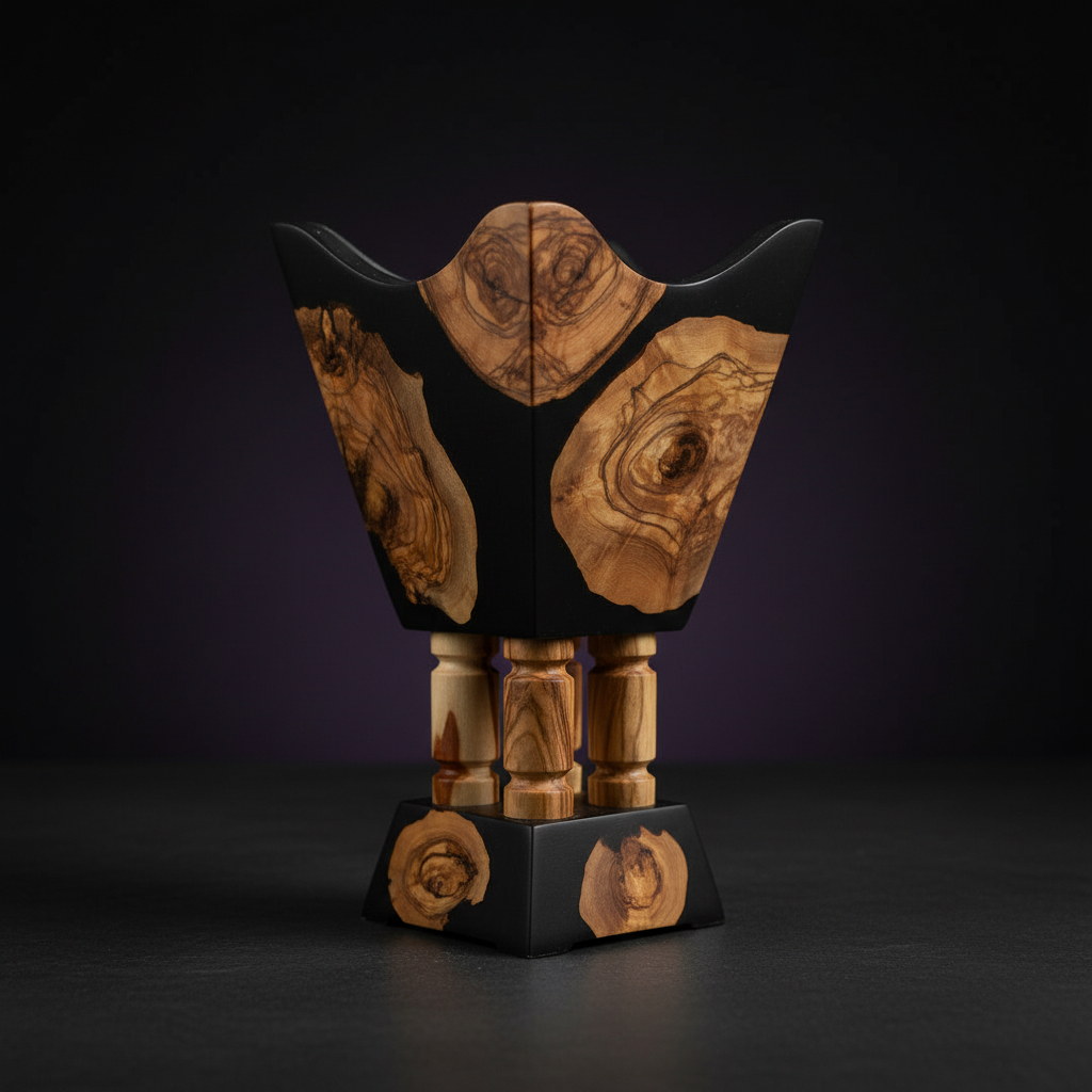 Large Epoxy & Olive Wood Bakhour Burner - 28cm