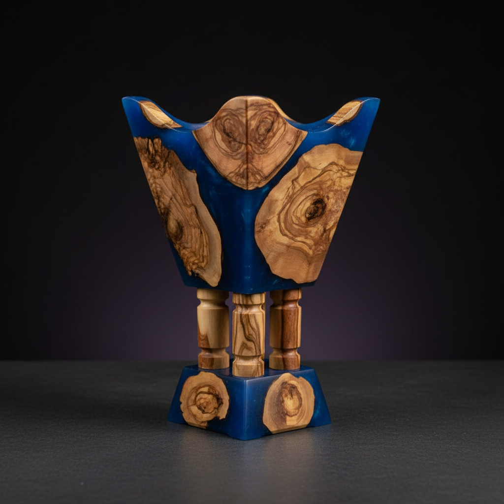 Large Epoxy & Olive Wood Bakhour Burner - 28cm