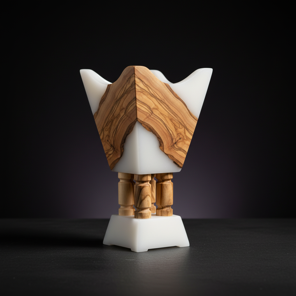Large Epoxy & Olive Wood Bakhour Burner - 28cm