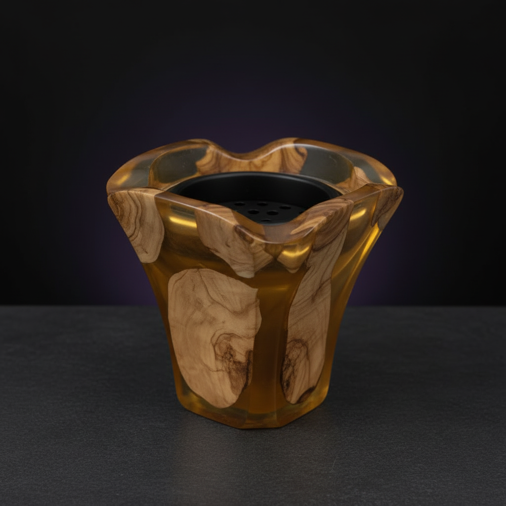 Flower Design Epoxy & Olive Wood Bakhour Burner