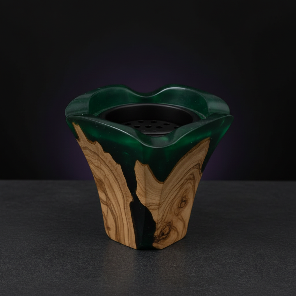 Flower Design Epoxy & Olive Wood Bakhour Burner