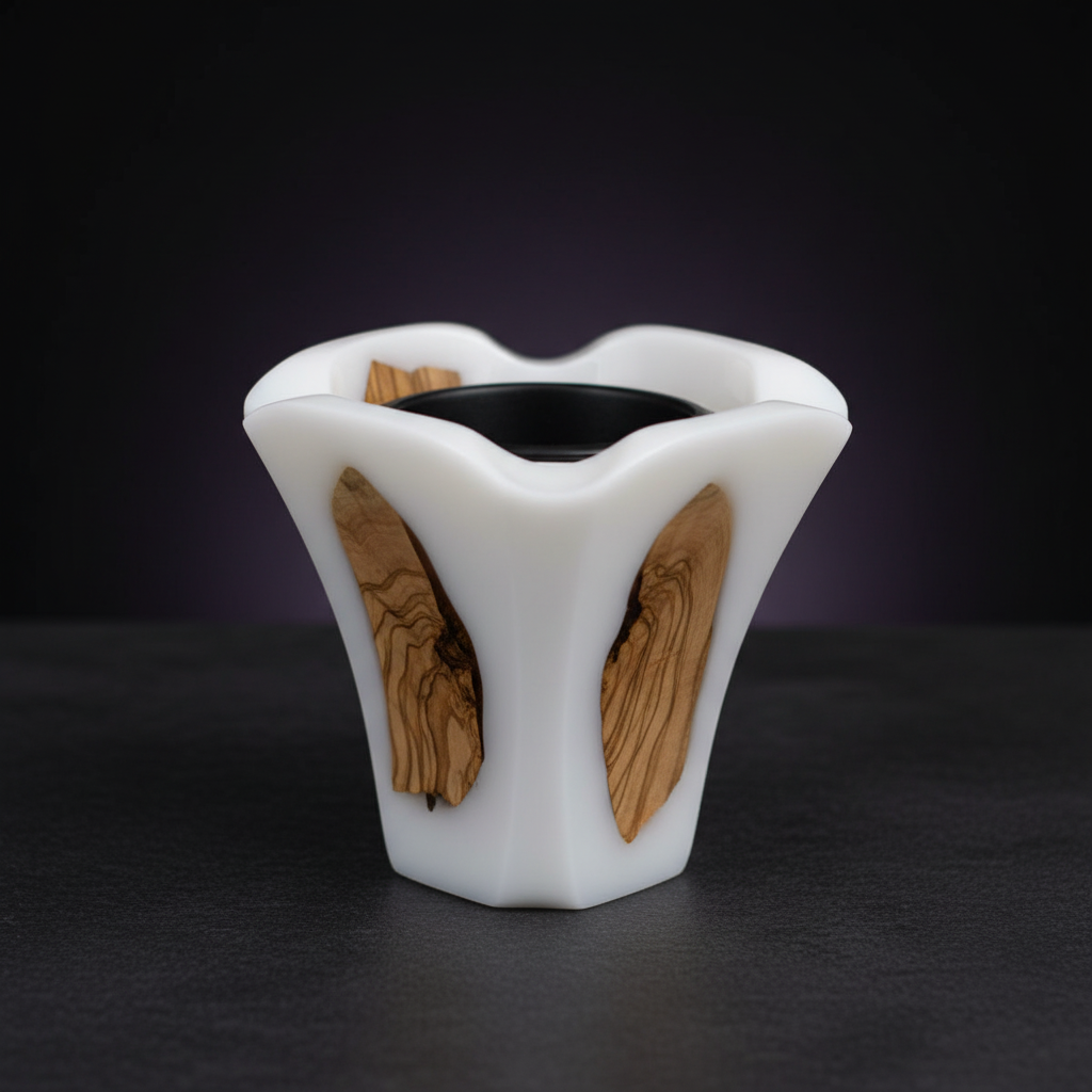Flower Design Epoxy & Olive Wood Bakhour Burner