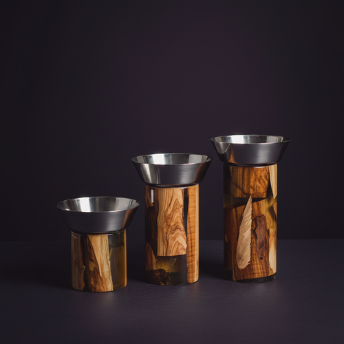 Clear Epoxy & Olive Wood Bakhour Burner Set – 3 Pieces — Medieval Oud product image 1
