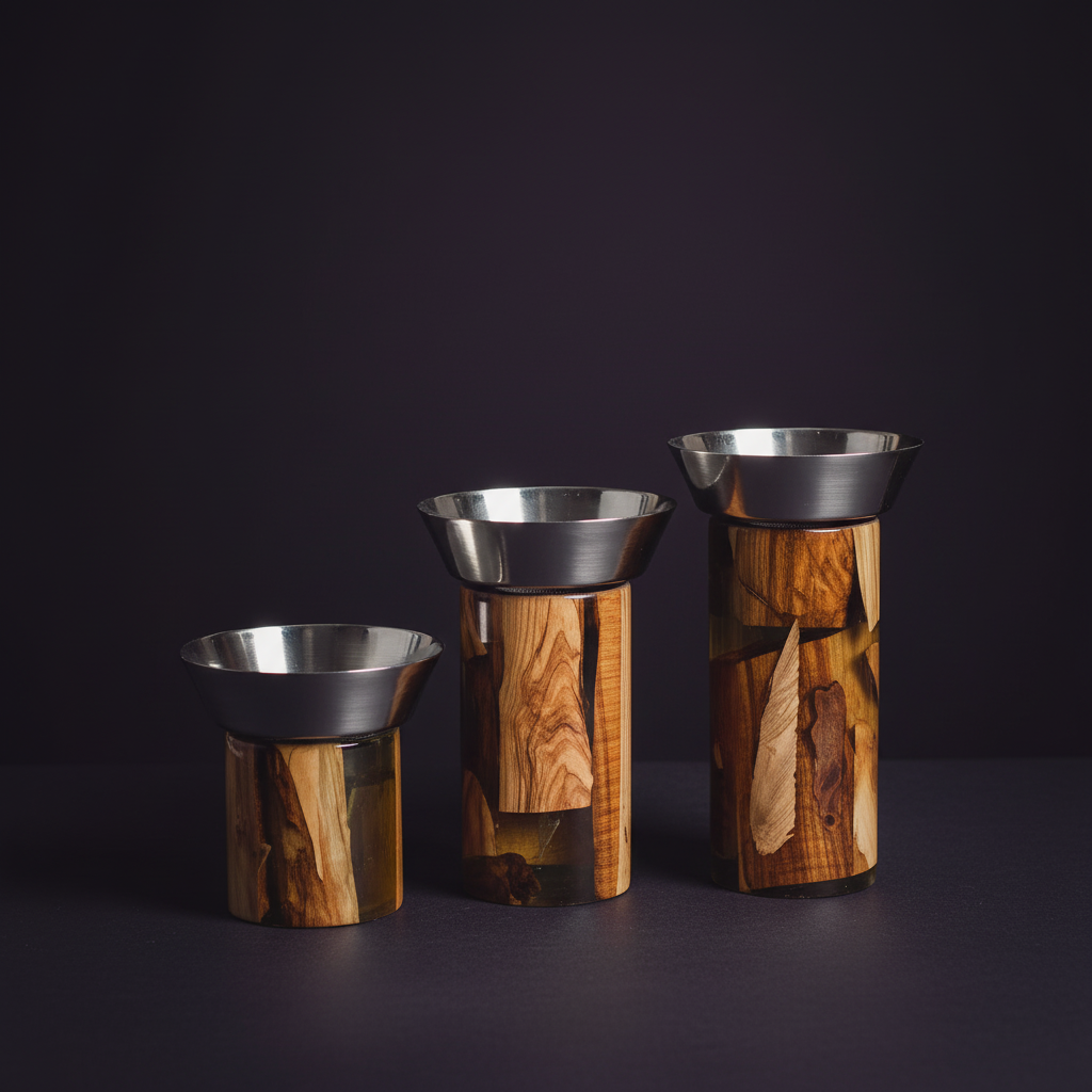Clear Epoxy & Olive Wood Bakhour Burner Set – 3 Pieces